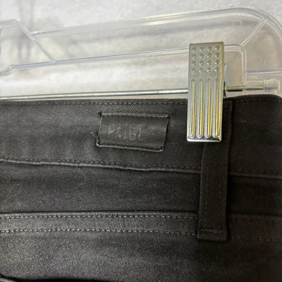 PAIGE Womens Coated Verdugo Skinny Zip Ankle Raw Edge Jeans Black‎ Fog Sz 28 - Picture 6 of 8